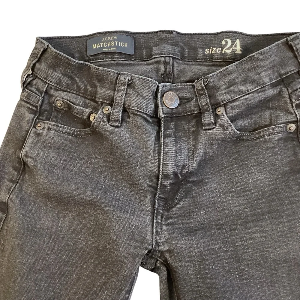 J. Crew Washed Black Low Rise‎ Matchstick Skinny Jeans, Size 24